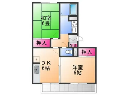 ウィンドミル1(2DK/3階)の間取り写真