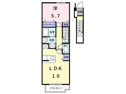 インプレス(1LDK/2階)の間取り写真