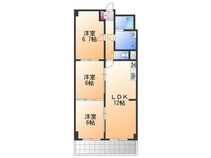 LCBコーポJ1号棟(3LDK/6階)の間取り写真