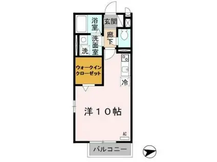 コゥジィーコートⅠ(ワンルーム/2階)の間取り写真