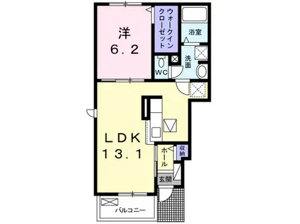 カンファーツリーC(1LDK/1階)の間取り写真