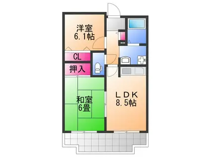 レジデンスコトン(2LDK/2階)の間取り写真