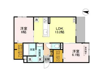 LIBERTY ISLAND(2LDK/1階)の間取り写真