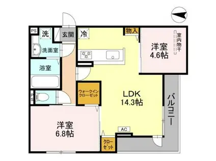 LIBERTY ISLAND(2LDK/2階)の間取り写真