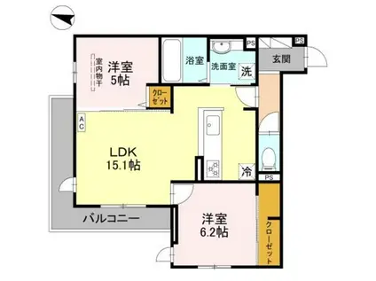 LIBERTY ISLAND(2LDK/2階)の間取り写真