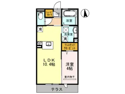 ラコルト北花田(1LDK/1階)の間取り写真