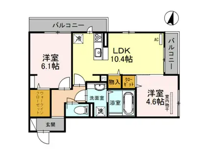 グレースコート常盤(2LDK/2階)の間取り写真
