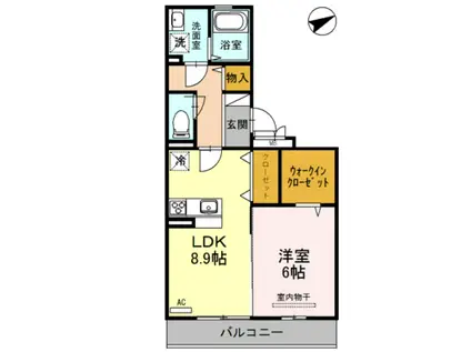 プラージュ SAKIGAKE(1LDK/2階)の間取り写真