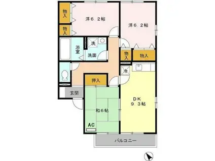 セジュール白水1(3DK/2階)の間取り写真