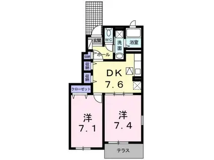 レジデンス根来(2DK/1階)の間取り写真