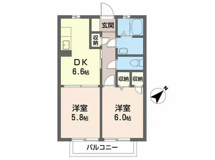 プルミエ 和泉C(2DK/2階)の間取り写真