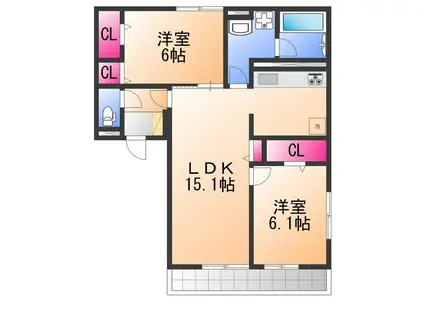 ボナールシャルトⅢ(2LDK/1階)の間取り写真