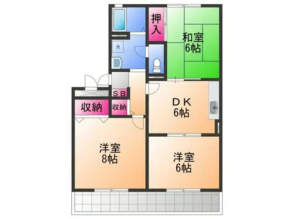 フォーエバーハイツ(3DK/3階)の間取り写真