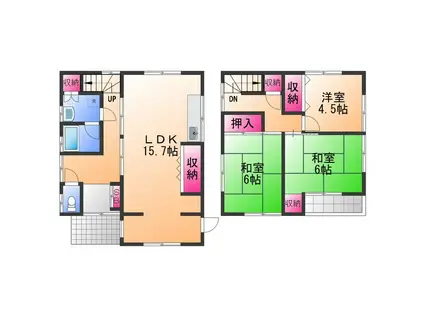 南海電鉄南海本線 浜寺公園駅 徒歩11分 2階建 築49年(3LDK)の間取り写真