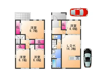 南海電鉄高野線 百舌鳥八幡駅 徒歩8分 2階建 新築(4LDK)の間取り写真