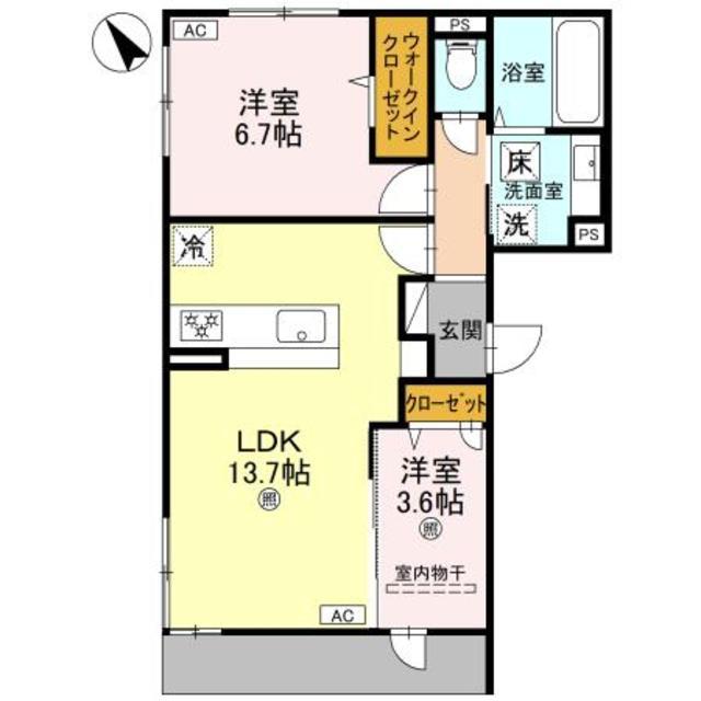 アズ グレイス(2LDK/1階)の間取り写真