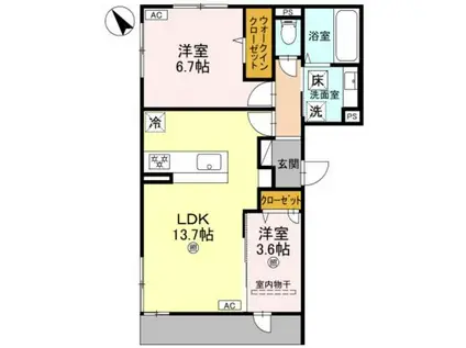 AZU GRACE(2LDK/3階)の間取り写真