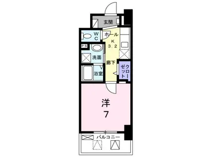 メルベージュ岸(1K/3階)の間取り写真