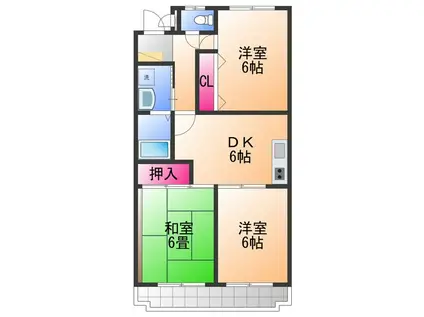 サンシード(3DK/2階)の間取り写真