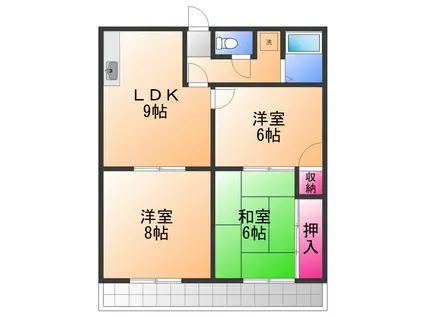 オリーブ鶴原(3LDK/1階)の間取り写真