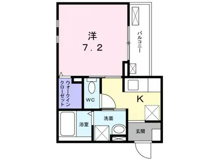 スリールⅡ(1K/2階)の間取り写真