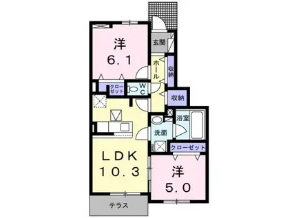 ハーベストコートC(2LDK/1階)の間取り写真