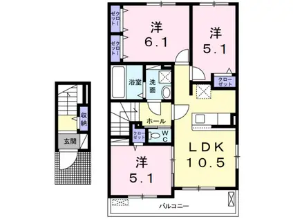 プティ モンターニュ(3LDK/2階)の間取り写真