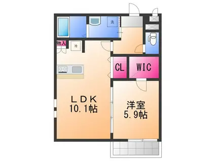 フジパレス森町(1LDK/3階)の間取り写真