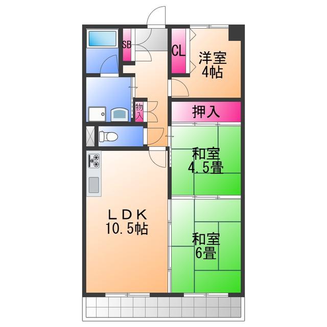 プリムローズ岸和田(3LDK/5階)の間取り写真
