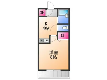 ヒガシハウス北町(1K/6階)の間取り写真