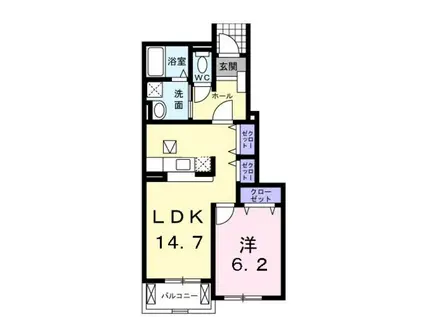 コンストライフD(1LDK/1階)の間取り写真