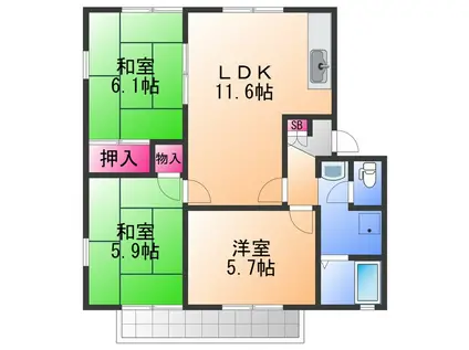 フレグランス泉B棟(3LDK/2階)の間取り写真