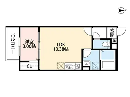 シャン・ルミエールおおとり(1LDK/2階)の間取り写真