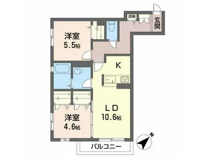 シャーメゾンKOKOMO(2LDK/1階)の間取り写真