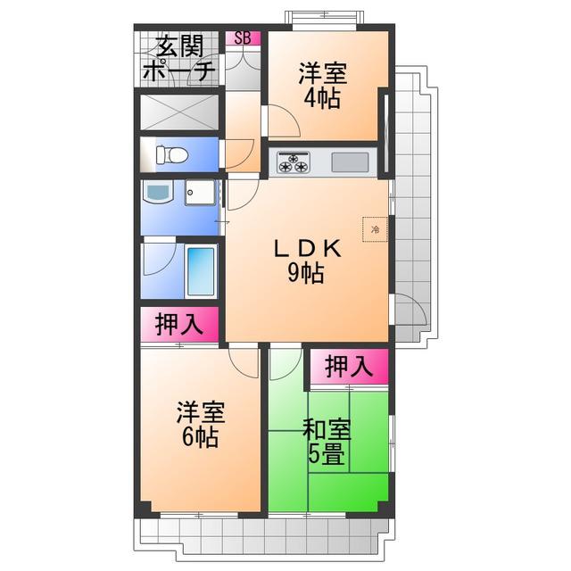 ライオンズマンション泉南樽井第2(3LDK/4階)の間取り写真