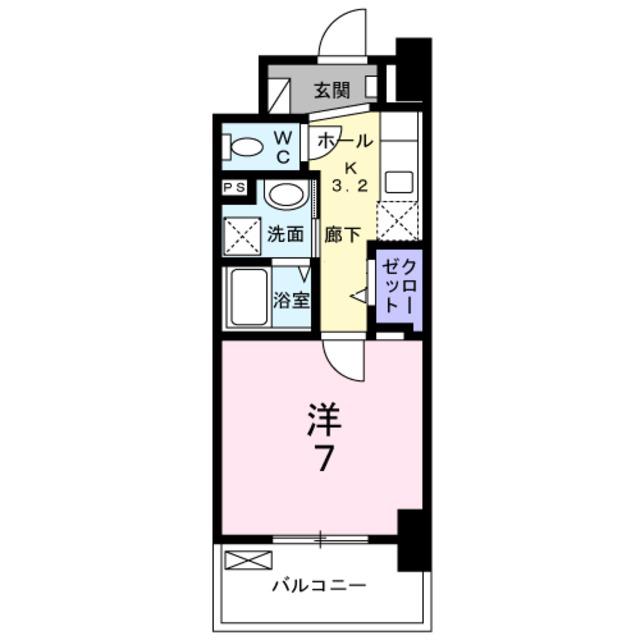 メルベージュ岸(1K/1階)の間取り写真