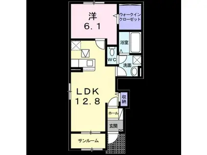 ジェルメ(1LDK/1階)の間取り写真