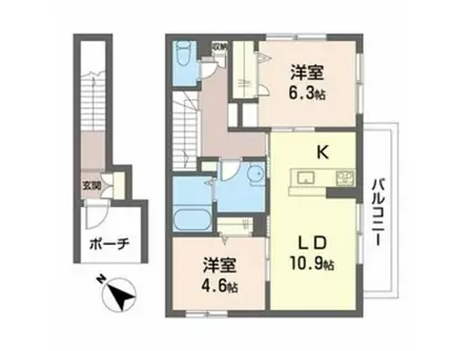 ありとほし館(2LDK/2階)の間取り写真