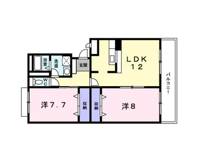 フォレスタフィウーメ(2LDK/1階)の間取り写真