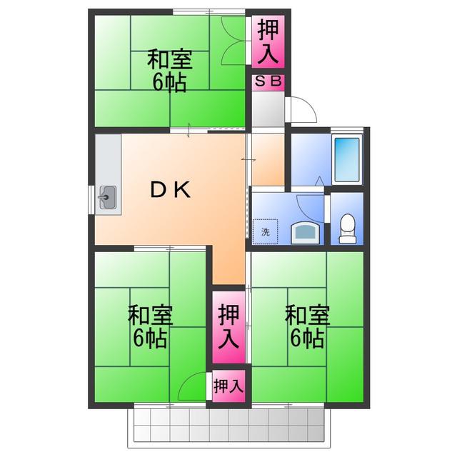 ハイツ井上(3DK/2階)の間取り写真