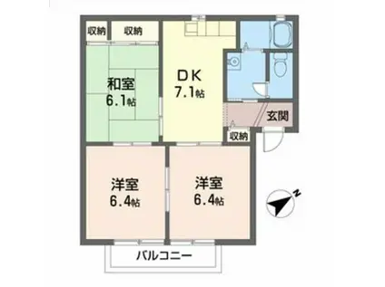 エスポアール北豊中(3DK/1階)の間取り写真