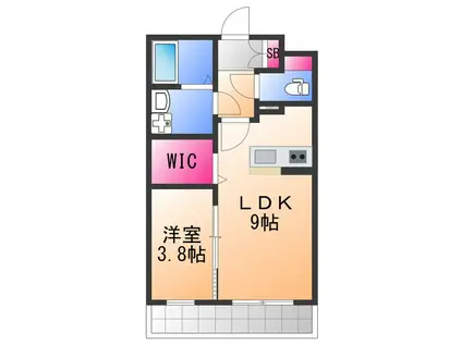 サザンクレスト高師浜(1LDK/4階)の間取り写真