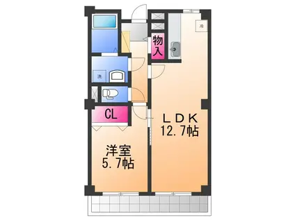 エミーユ1(1LDK/2階)の間取り写真