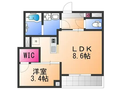 ジーメゾン鳳南ルシア(1LDK/3階)の間取り写真