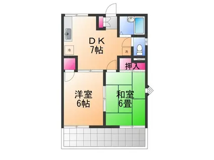 ウィンベル・ハイツ(2DK/1階)の間取り写真