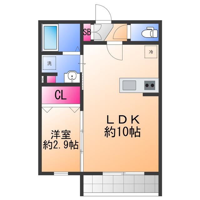 フェリーチェ泉大津(1LDK/2階)の間取り写真