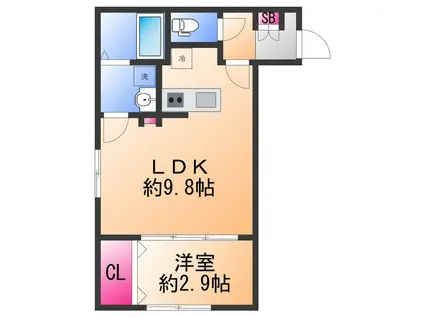 フェリーチェ泉大津(1LDK/1階)の間取り写真
