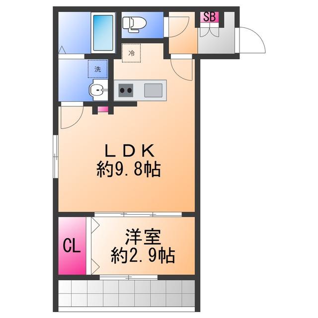 フェリーチェ泉大津(1LDK/3階)の間取り写真
