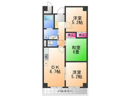 リヴェール・ド・和泉(3DK/4階)の間取り写真