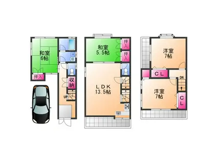 南海電鉄南海本線 高石駅 徒歩10分 3階建 築33年(4LDK)の間取り写真